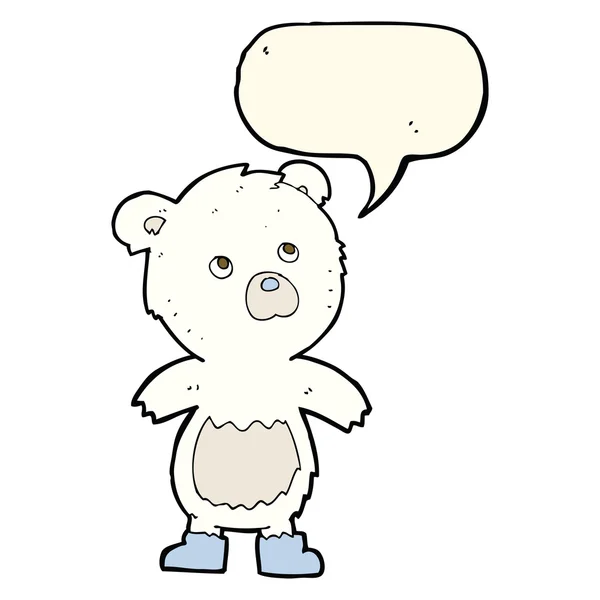 Cartone animato carino orsacchiotto con la bolla discorso — Vettoriale Stock