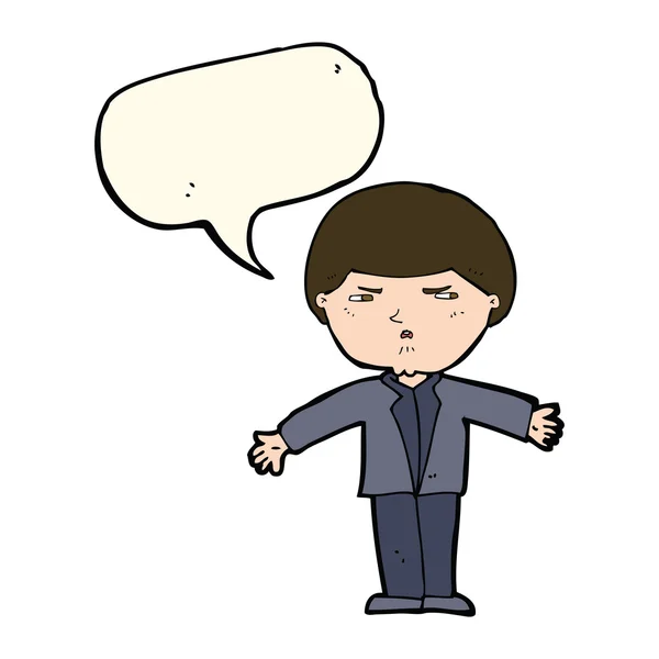 Cartoon annoyed man with speech bubble — Stock Vector