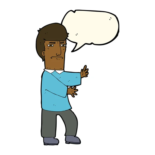 Karikatur mürrischer Mann mit Sprechblase — Stockvektor