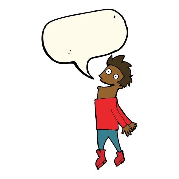 Hombre empapado de dibujos animados volando con burbuja del habla — Archivo Imágenes Vectoriales