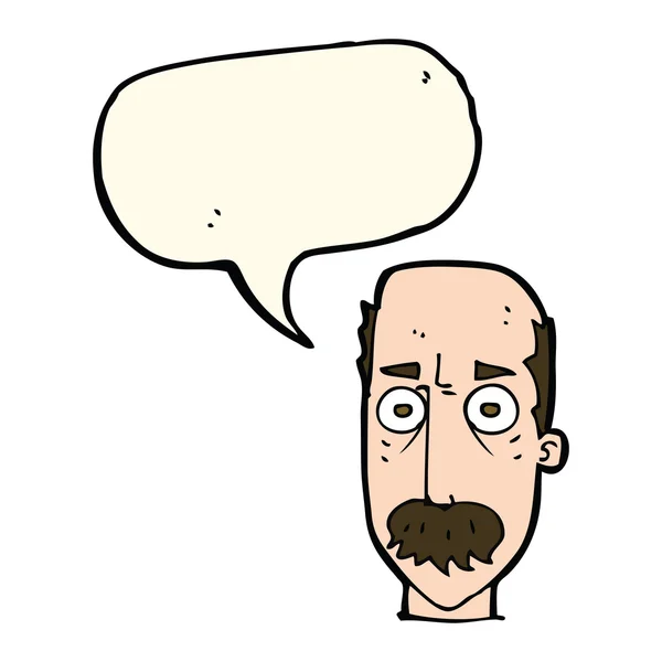 Karikaturist mit Schnurrbart und Sprechblase — Stockvektor