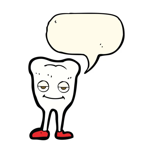 Kreslený šťastný zub s bublinou řeči — Stockový vektor