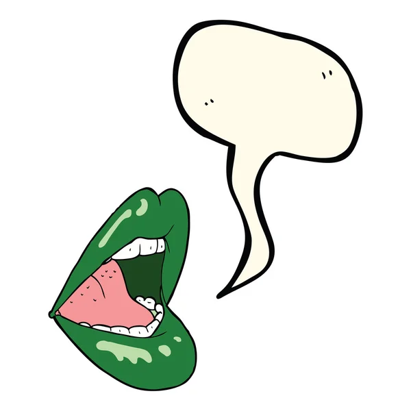 Cartoon halloween mouth with speech bubble — Stock Vector