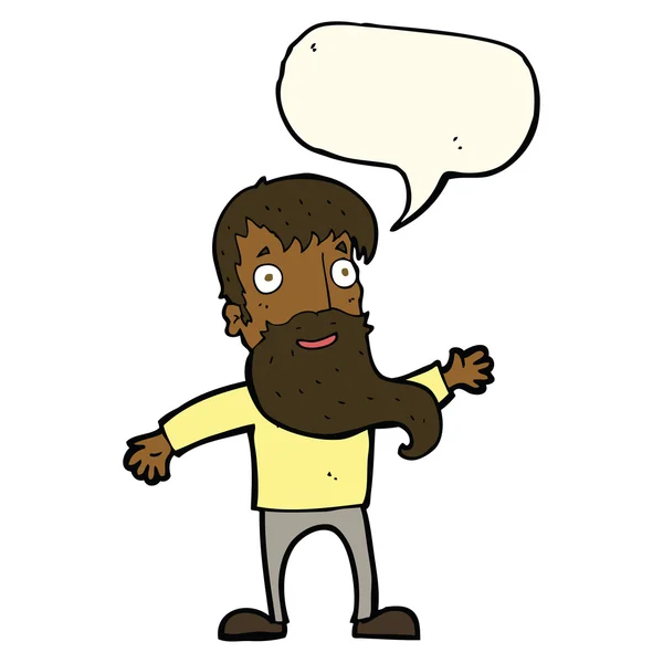 Hombre de dibujos animados con barba ondeando con burbuja del habla — Archivo Imágenes Vectoriales