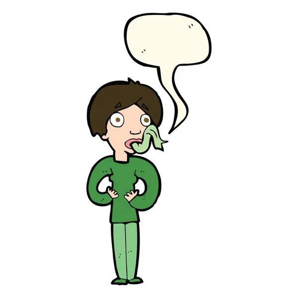 Femme dessin animé collant la langue avec bulle de parole — Image vectorielle