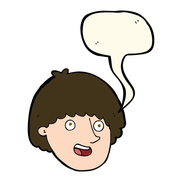 Cartoon gelukkig mannelijk gezicht met spraakbel — Stockvector