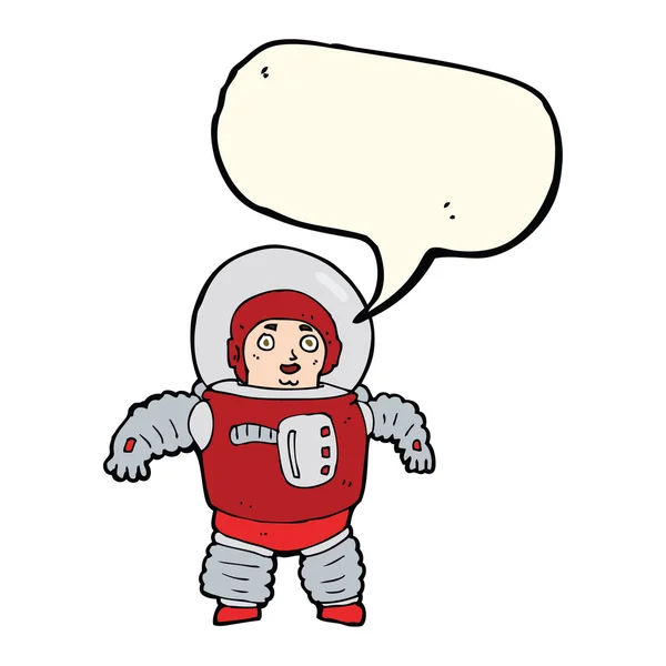 Cartoon space man with speech bubble — Stock Vector