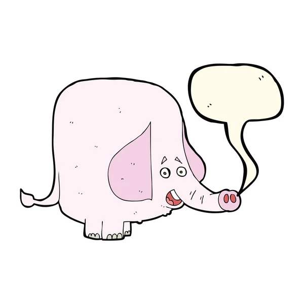 Elefante rosa dos desenhos animados com bolha de fala — Vetor de Stock