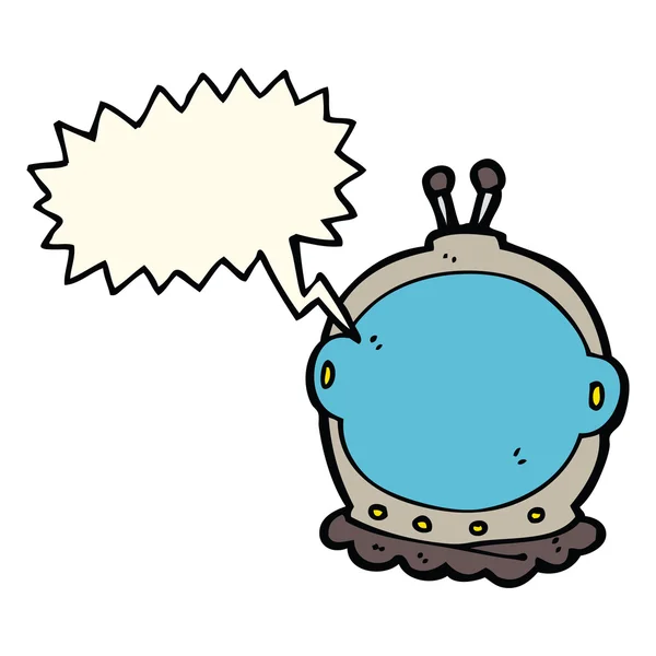 Cartoon astronaut helmet with speech bubble — Stock Vector