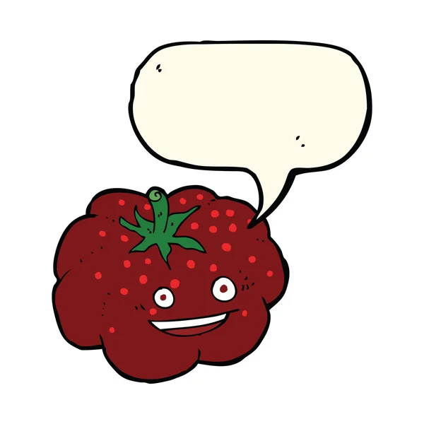 Cartoon happy tomat med pratbubblan — Stock vektor