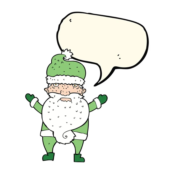 Desenho animado mal-humorado santa com bolha de fala — Vetor de Stock