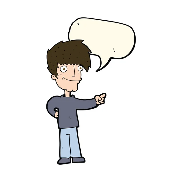 Hombre de dibujos animados apuntando con la burbuja del habla — Archivo Imágenes Vectoriales