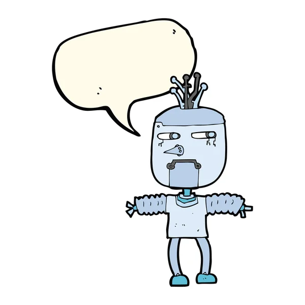Robot de dibujos animados con burbuja de habla — Vector de stock