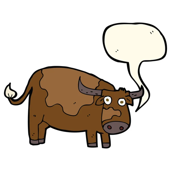 Vache dessin animé avec bulle de parole — Image vectorielle