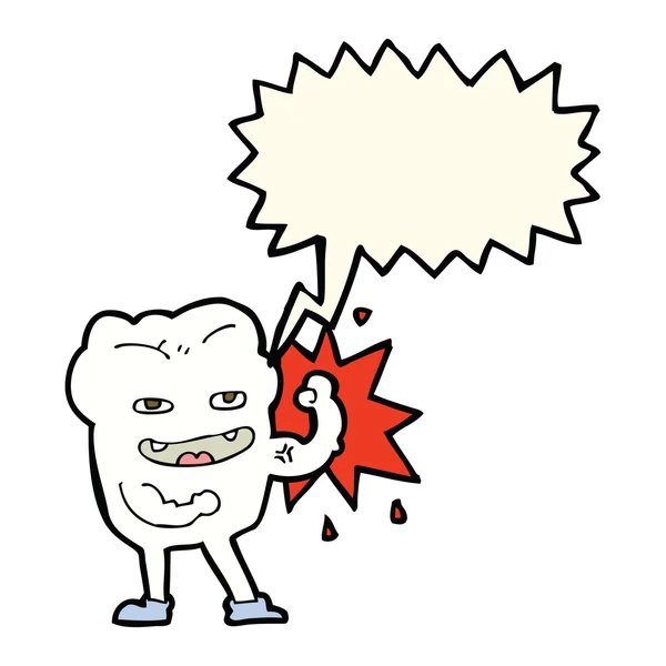 Desenho animado dente saudável forte com bolha de fala —  Vetores de Stock