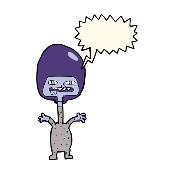 スピーチ・バブルを持つ漫画宇宙外国人 — ストックベクタ