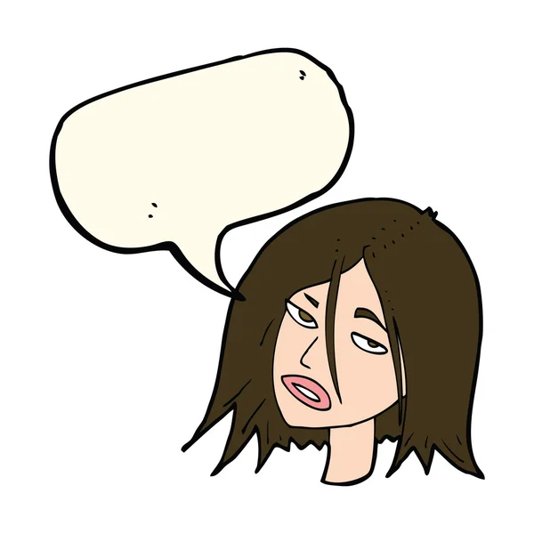 Karikatür rahatsız kadınla konuşma balonu — Stok Vektör