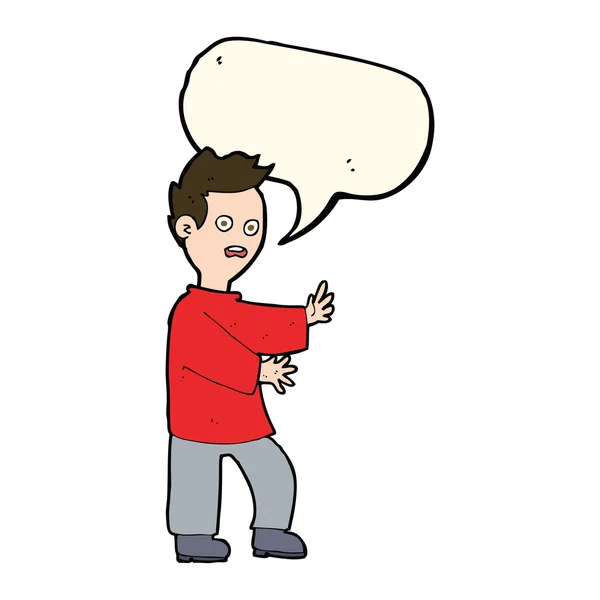 Cartoon shocked man with speech bubble — Stock Vector