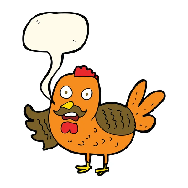 Cartoon old rooster with speech bubble — Stock Vector