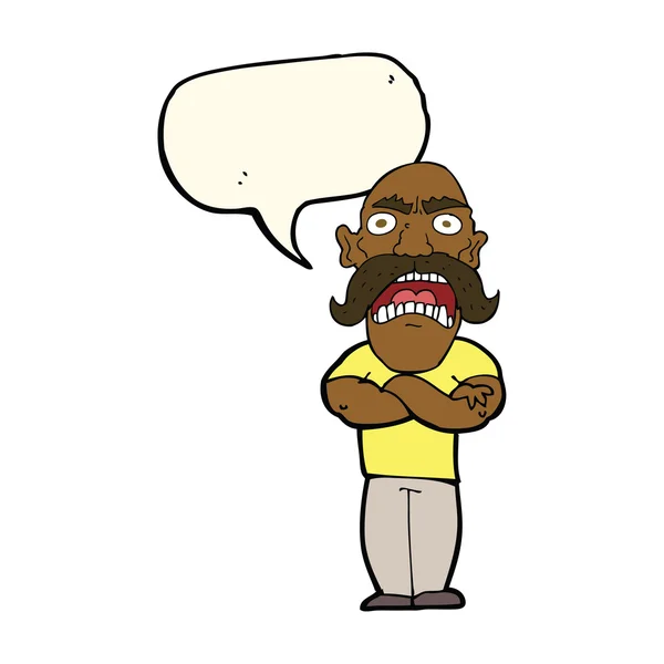 Karikatur wütender Mann mit Sprechblase — Stockvektor