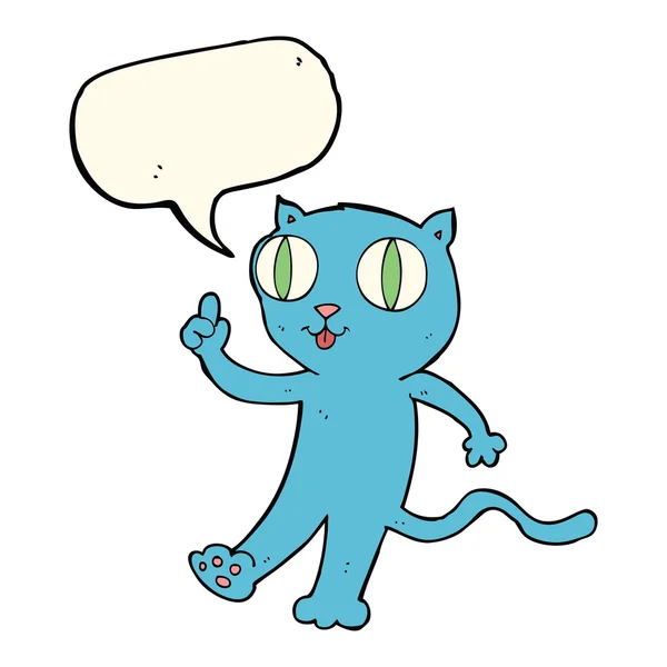 Gato de dibujos animados con idea con burbuja de habla — Vector de stock