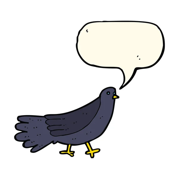Pájaro de dibujos animados con burbuja del habla — Vector de stock