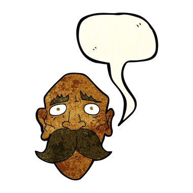 karikatür üzgün yaşlı adam konuşma balonu ile