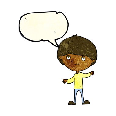 çizgi film mutlu çocuk konuşma balonu ile