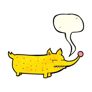 Konuşma balonlu komik küçük köpek.