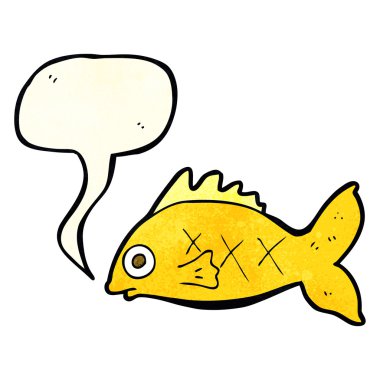 Konuşma baloncuklu çizgi film balığı