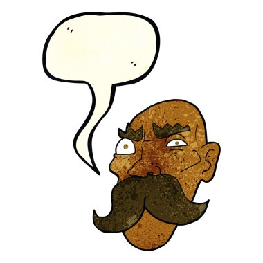karikatür kızgın yaşlı adam konuşma baloncuğu ile