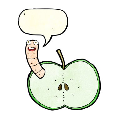 Konuşma baloncuklu kurtlu çizgi film elması
