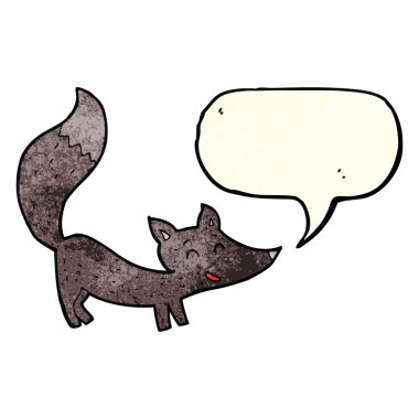 Küçük kurt yavru konuşma balonu ile çizgi film