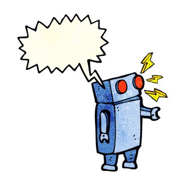 Konuşma baloncuklu çizgi film robotu