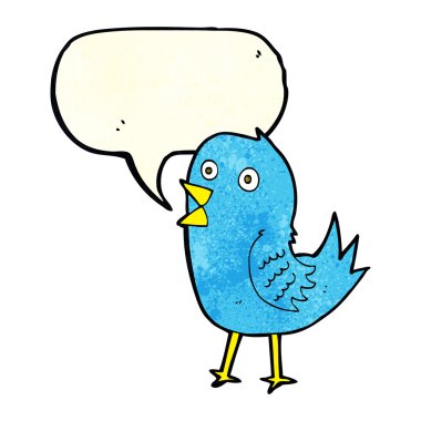 çizgi film mavi kuş ile konuşma balonu