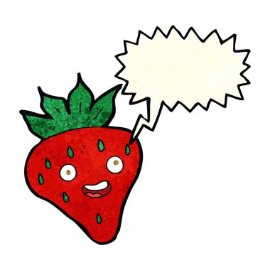 karikatür mutlu çilek ile konuşma balonu