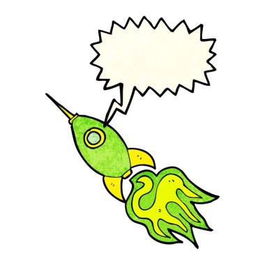 çizgi film uzay roketi ile konuşma balonu