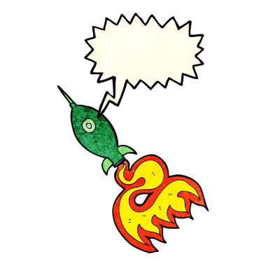 çizgi film uzay roketi ile konuşma balonu