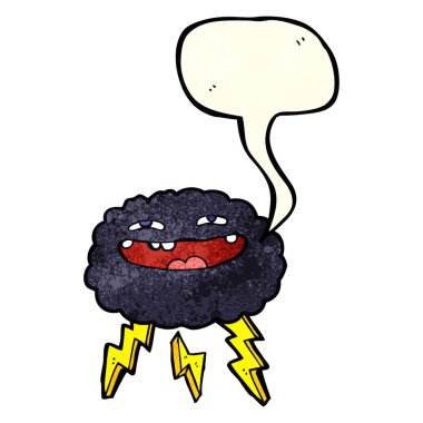 Konuşma baloncuklu mutlu çizgi film bulutu