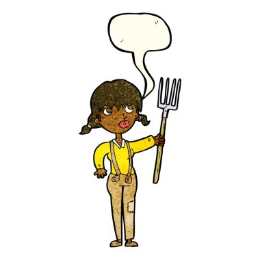 Konuşma balonlu çiftçi kız.