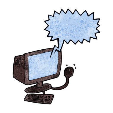 Konuşma baloncuklu çizgi film bilgisayarı