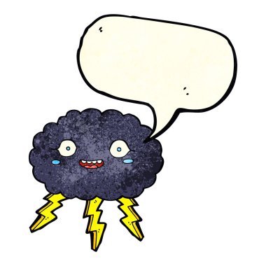 mutlu karikatür yağmur bulutu ile konuşma balonu