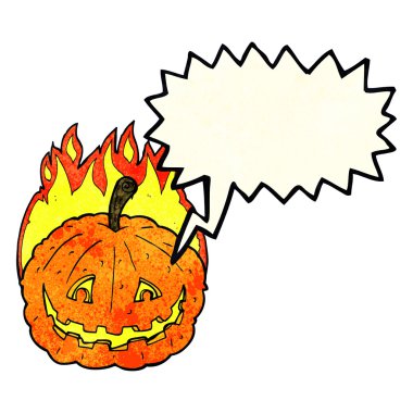 Konuşma baloncuğuyla sırıtan bir çizgi film.