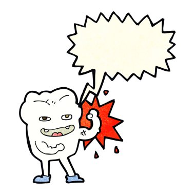 çizgi film güçlü sağlıklı dişler konuşma baloncuğu ile