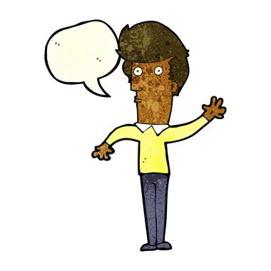 çizgi film gergin adam konuşma balonu ile sallayarak