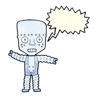 Konuşma baloncuklu çizgi film robotu