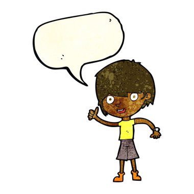 çizgi film çocuk konuşma balonu ile olumlu tutum ile