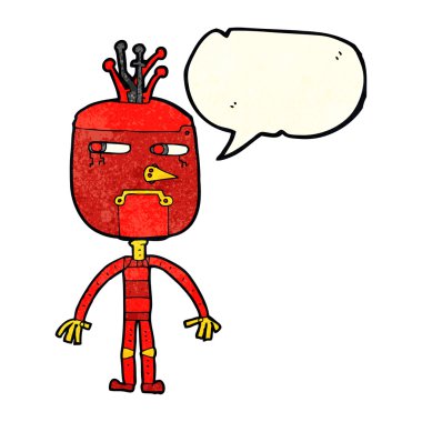 Konuşma baloncuklu komik robot.