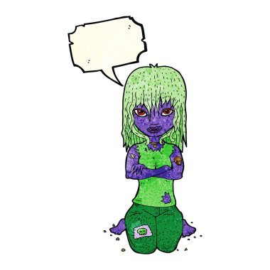 Konuşma baloncuğu olan vampir kız.