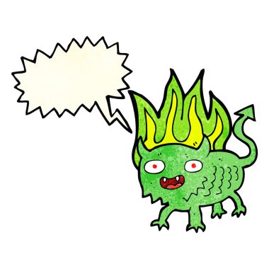 Konuşma baloncuğu olan küçük şeytan.